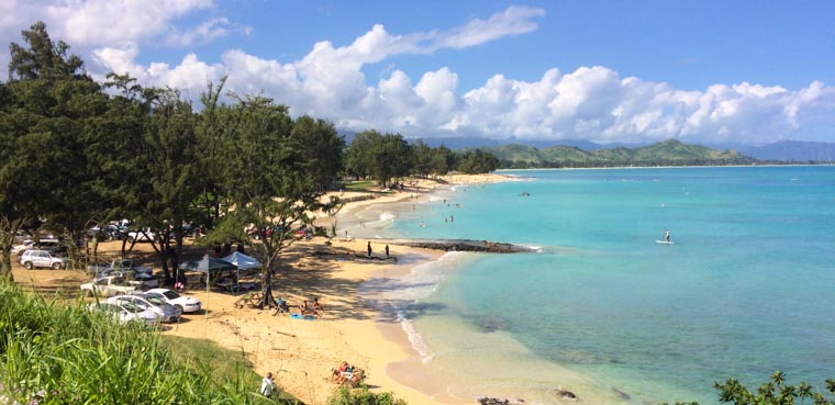 Beautiful Kailua Beach - great for walking, swimming and kayaking.