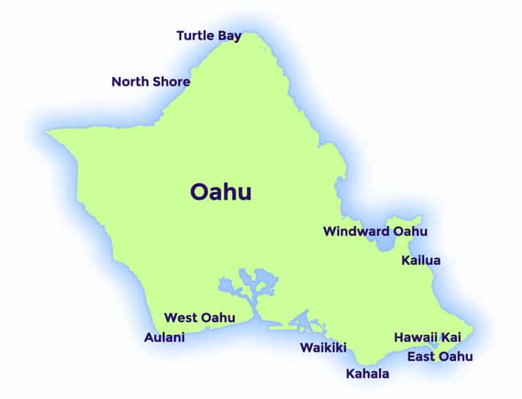 Oahu Map Colored 