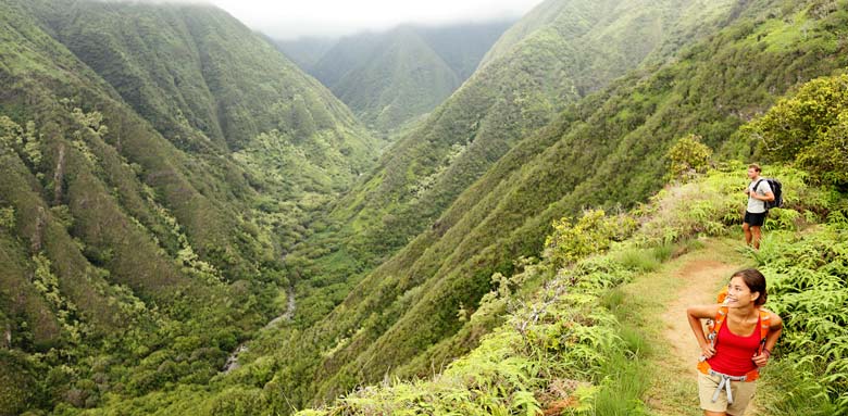 Hiking Hawaii's beautiful mountains.